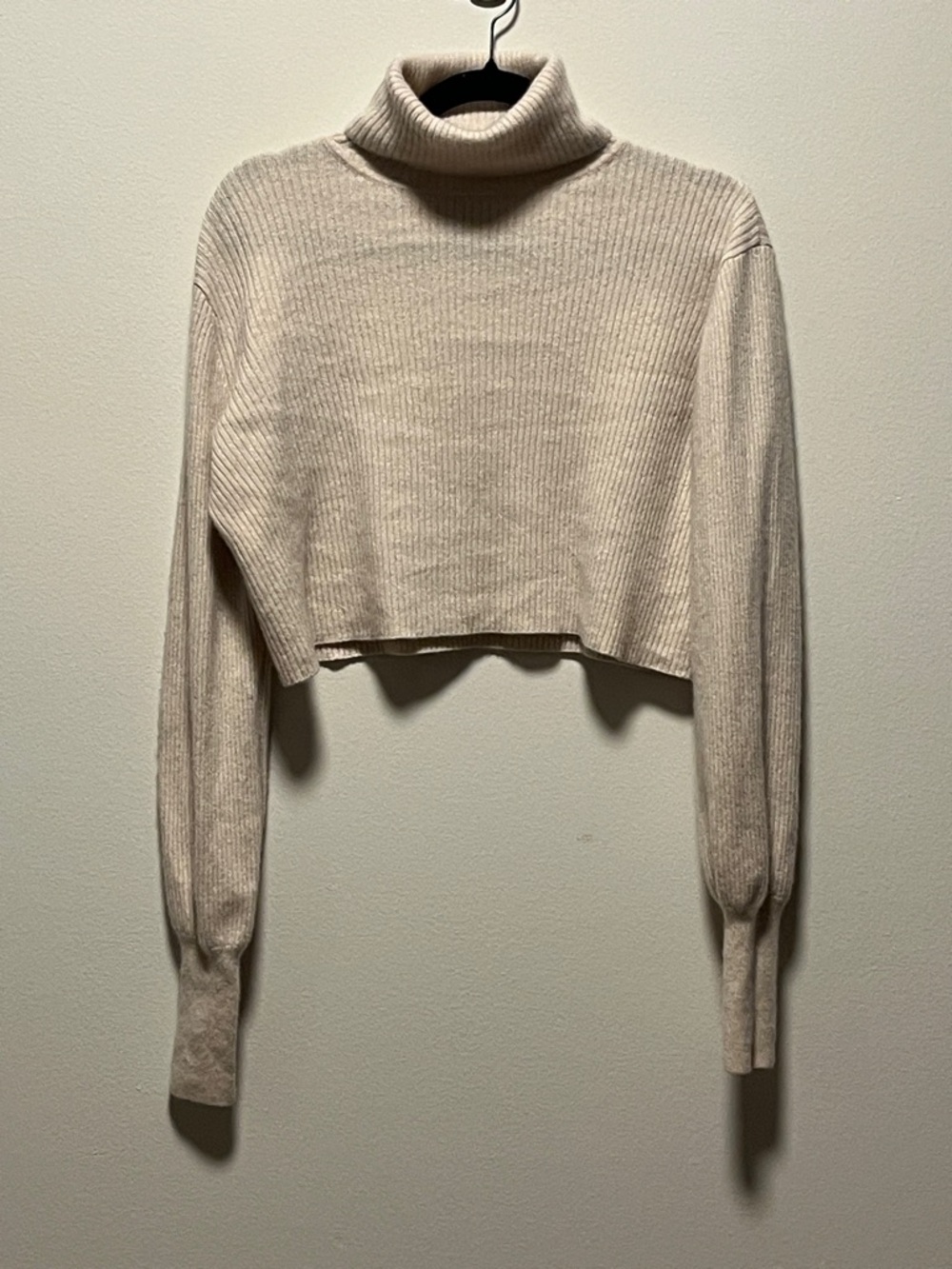 REFORMATION Luisa Cashmere Tan Ribbed Turtleneck Cropped Sweater, Size S - Picture 3 of 11